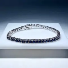 K14 サファイア12.85ct ダイヤ入り ブレスレット 9.5g 鑑別書付き 