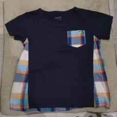 アーノルドパーマー ネイビー チェック柄ポケット Tシャツ 105 センチ