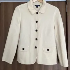 Lands' End ホワイトクリーム色ピーコート ウール100%