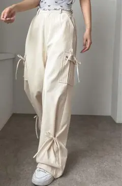 DAZY SHEIN 韓国 カーゴパンツ リボン サイドリボン sサイズ