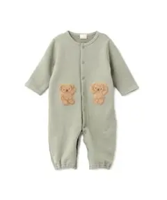 プティマイン　petitmain クマアップリケ2WAYオール　ロンパース