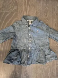 [未着用]Ralph Lauren デニム調フリルシャツ 18M