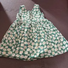 ⭐️一度着用⭐️緑花柄ノースリーブワンピース ドレス110㌢ジャンパースカート
