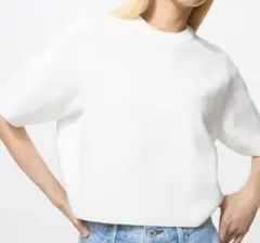 UNIQLOユニクロのウォッシャブルミラノリブセーター半袖白XL新品未使用タグ付