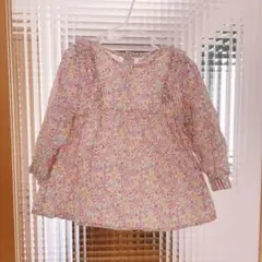 【美品】 花柄 長袖チュニックブラウス 90サイズ（80）