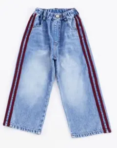 オーシャンアンドグラウンド サイドラインデニムパンツ　ケミカルウォッシュ130