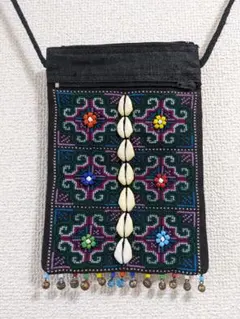 希少　少数民族　ハンドメイド　アンティーク　ビーズ刺繍ショルダーバッグ　タイ製