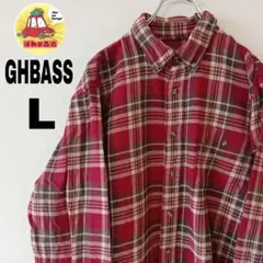USA古着 GHBASS ネルシャツ　L レッド　ブラウン　チェック