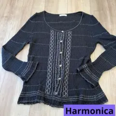 HARMONICA ブラック 長袖カーディガン