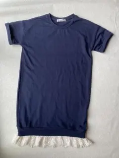 エムズエキサイト チュニック ワンピース 裾レース 半袖 丸首 体験カバー