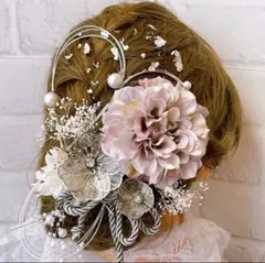 即ご購入OK！髪飾り シルバーホワイト成人式 卒業式 結婚式 前撮り 振袖 和装