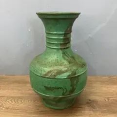 4F 花瓶 花器 一輪挿し グリーン 青銅調 金属製 インテリア 骨董 古道具