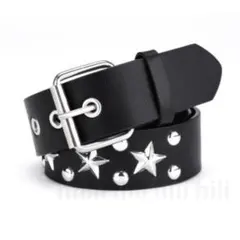 ウエスタンベルト 星 スタッズ レザー ベルト y2k 古着 ブラック 　さ