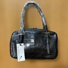 【未使用・保存袋付】キャットインザクローゼット クロコ型押し ミニボストン 黒のサムネイル