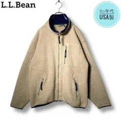 【80s】★エルエルビーン★ボアフリース★USA製 ベージュ 青 ヴィンテージ