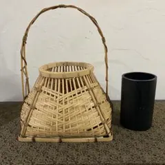 竹籠 花入 手付き 、竹泉在銘アリ華道 茶道具 - メルカリ