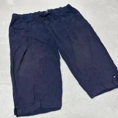 コットン100% クロップドパンツ 紺 1X 大きいサイズ