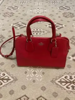 美品　COACH レッド レザー ショルダーバッグ 2WAY