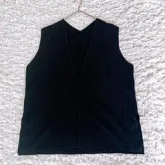 美品 スローブイエナ ウォッシャブルミラノリブニットベスト ブラック 黒 洗える