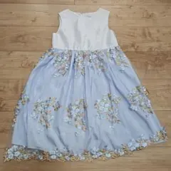 ☆Catherine Cottage☆ブルー花刺繍レースワンピース☆美品１３０☆