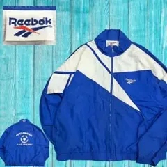 【90sヴィンテージ】 リーボック ナイロンジャケット L ベクターロゴ 青×白