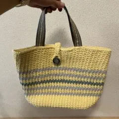 【ハンドメイド】手編みハンドバッグ 黄色