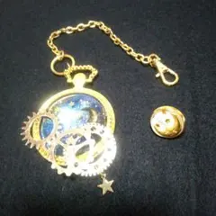 ハンドメイドチャーム　懐中時計風　天体　スチームパンク