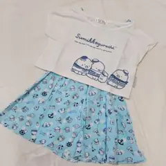 すみっコぐらし ノースリーブワンピース&半袖Tシャツ 110~120cm 水色