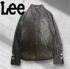 Lee リー ウエスタンデニム長袖シャツ ブラック 三角柄のサムネイル