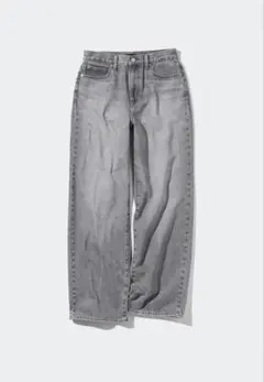 レディース UNIQLO ワイドストレートデニム　グレー