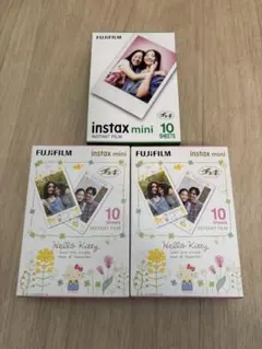 FUJIFILM instax miniチェキ用フィルム 絵柄キティ含3点セット