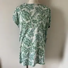 新品　グラニフ　グリーン　鳥　森林　フレンチスリーブ　チュニック　ウエスト紐ありのサムネイル