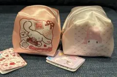 산리오 시나모롤 마이멜로디 ミニポーチ 2点セット タグ付き サテン