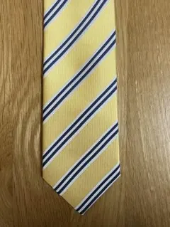 【美品】 シルク100% イエローストライプネクタイ