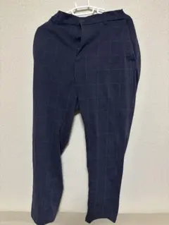 ネイビー チェック柄 スラックス