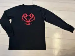 アンダーアーマー ロンT 長袖Tシャツ バスケットボール 黒 赤ロゴ　バスケ