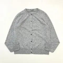 ユニクロ UNIQLO カシミヤ100% クルーネックカーディガン グレー L
