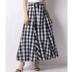 Mystrada マイストラーダ ギンガムチェック フレアスカート ベルト付き