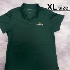 USA古着　ポロシャツ　レディースXL　半袖　グリーン　ワンポイント　刺繍　速乾