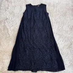 エポカ　レース　プリーツ　ネイビー　ワンピース　ドレス　フィオーレリーバーレース