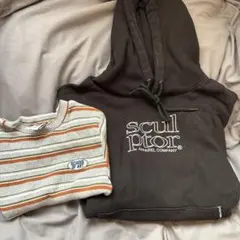 sculptor ブラック フード付きスウェット&TシャツSet