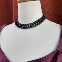 エレガント ブラックビーズ チョーカー