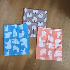 ホッキョクグマ柄等 クッションカバー(枕カバー)3枚セット