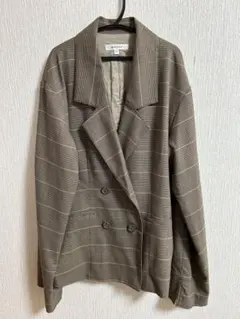 moussy テーラードジャケット M チェック ダブルブレストブラウン