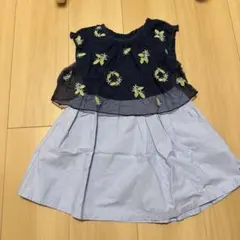 アプレレクール　刺繍ワンピース サイズ90 ネイビー　姉妹お揃いあり