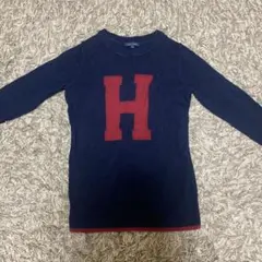 Tommy長袖セーター ネイビー/レッド