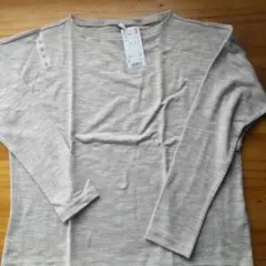 サイズS ストレッチ スラブボートネックT 長袖 ベージュ #2