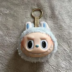 ラブブ　顔キーホルダー　ブルーグレー　LABUBU ストラップ