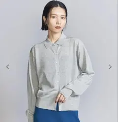 BEAUTY&YOUTH 襟付き シアーラメ カーディガン ―ウォッシャブル―のサムネイル