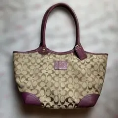 希少カラーCOACH コーチ エルゴ シグネチャーガマ口 ハンドバッグ
